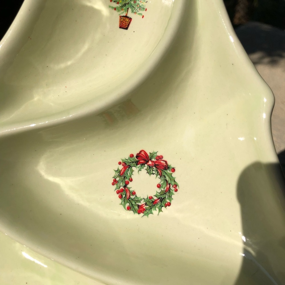 Atlantic Mold Vintage Divided Christmas Serving Tray 1960’s - Picture 5 of 13